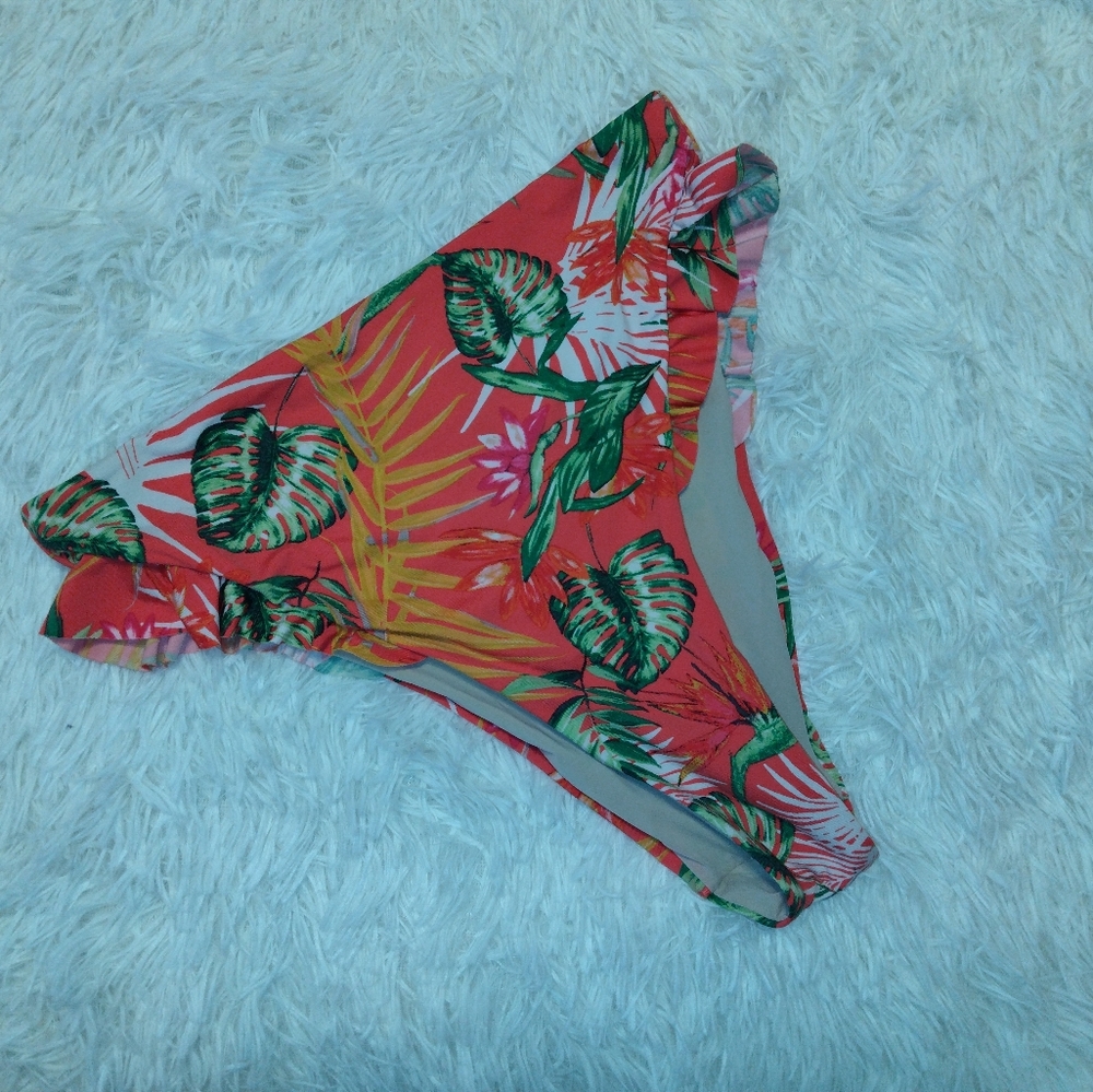 New Dolce Vita Tropical Ruffle Bikini Bottoms Size M - Picture 7 of 8